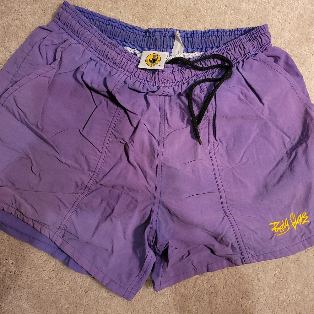 Vintage 90s Body Glove Purple Shorts Size 30-33 Surfer Beach Gear Drawstring